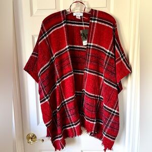 Red Plaid Ruana Nine West